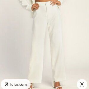 A Power Mood White High-Waisted Wide-Leg Trouser Pants | Lulus